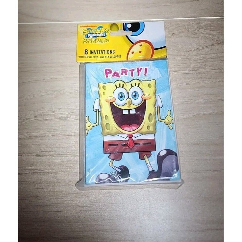 Spongebob Squarepants Nickelodeon Party Invitations (8) 2012 NEW w/ Envelopes